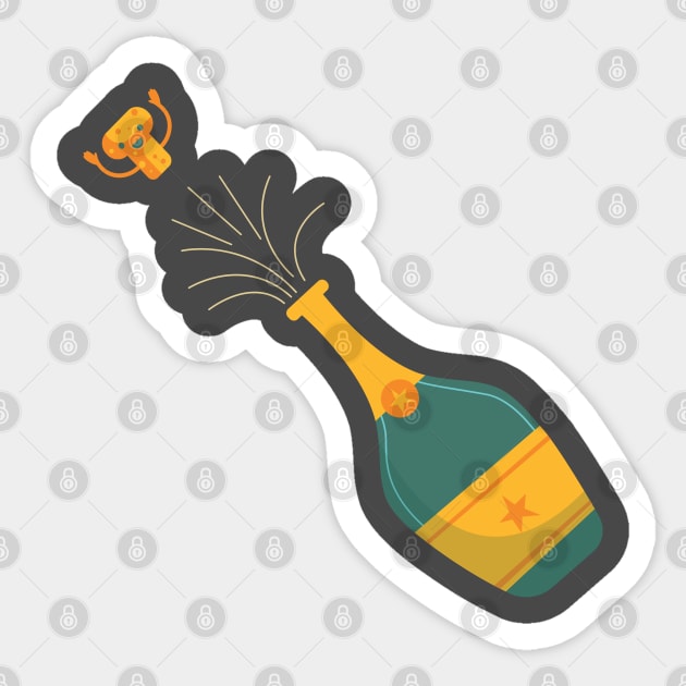 I’m Free. Champagne cork flying. Sticker by lakokakr